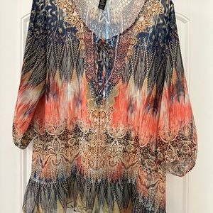 Style & Co. Women's Blouse in Blue and Orange